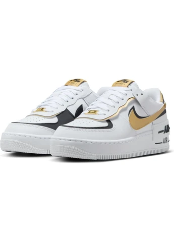 Кроссовки женские бело-черно-золотые CI0919-125 Nike AIR FORCE 1 SHADOW белые (397081639)
