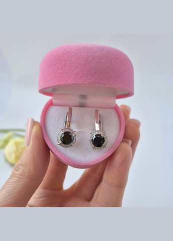 Серебряные серёжки серьги Палочки с Чёрным камнем серебро 925 пробы Родированное 72269ч 4.07г No Brand (318093547)