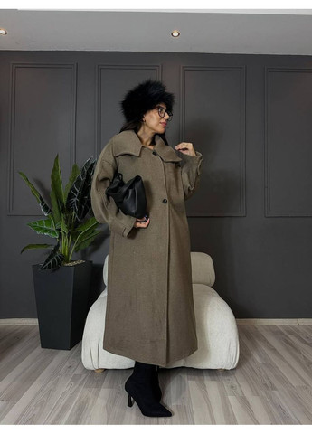 Кавове демісезонне Пальто з кашеміру No Brand