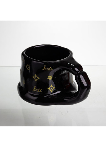 Кружка ручной работы фарфоровая Lucky 500 мл, черный FM-11B No Brand (368641426)