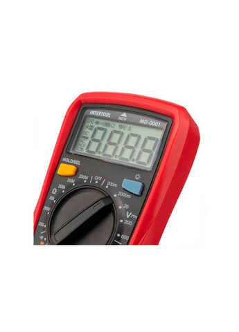 Цифровий мультиметр для вимірювання напруги, струму та опору з РК-дисплеєм і підсвіткою Intertool (335400436)