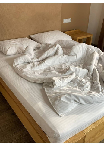 Комплект постільної білизни двоспальний No Brand сірий страйп (370864789)