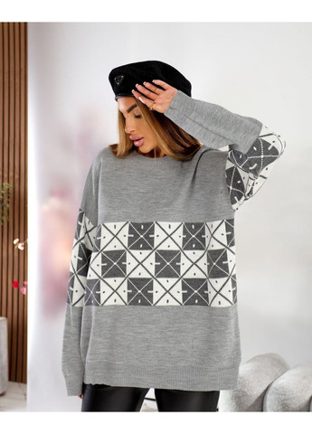 Сірий демісезонний стильний светр оверсайз з вовни та акрилу — туреччина, розмір універсальний (заміри в описі) DK/DL Мода без кордонів