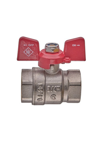 Кран шаровой classic NFC.711-08-3/4" FF ГГМ, ручка "бабочка" красная (NF3132) NOLF (338426277)