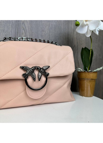 Клатч стьобаний на плече з екошкіри пудровий для жінок ProDobro (363136137)