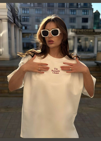 Жіноча чорна базова футболка one size оверсайз із написом вишивка Україна - (339402838)