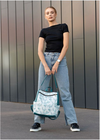 Женский рюкзак-сумка мурена с принтом белый No Brand (314455047)