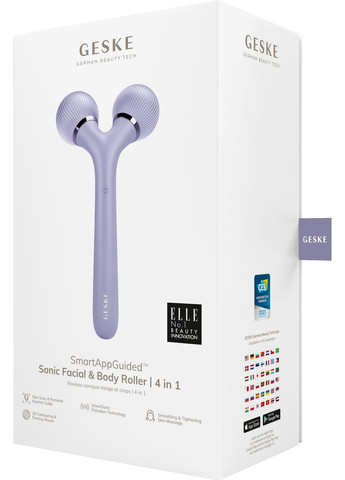 Электронный ультразвуковой ролик для лица и тела Sonic Facial&Body Roller 4в1 violet GESKE (341525940)