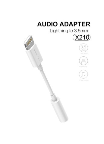 Перехідник X210 Lightning to 3.5 mm AUX Headphones Jack для iPhone Білий WUW (336890050)