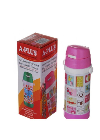 Дитячий термос із нержавіючої сталі з трубочкою 320 мл Розовий 1776pink A-Plus (300001254)