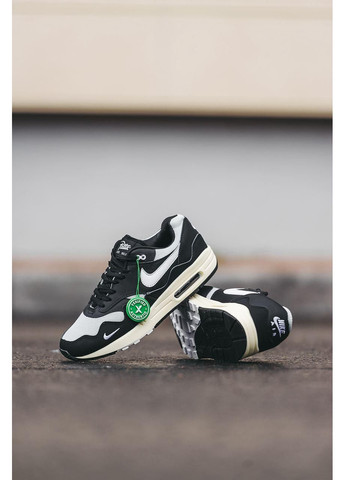Черные демисезонные кроссовки мужские nike air max 1 x patta black white v2 найк аир макс No Brand