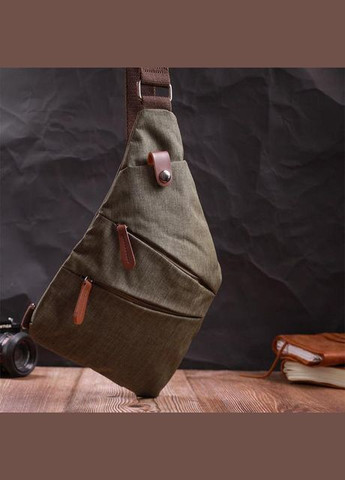 Сумка чоловіча через плече із текстилю слінг Оливковий Vintage (317365283)
