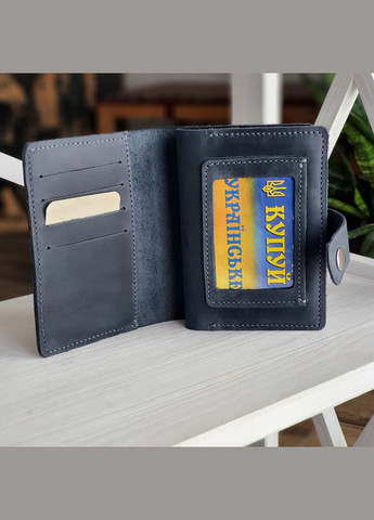 Шкіряна обкладинка для документів синя GS (315430252)