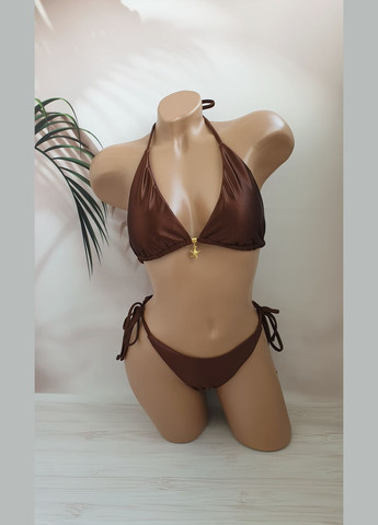 Коричневий літній молодіжний роздільний купальник шторка роздільний No Brand