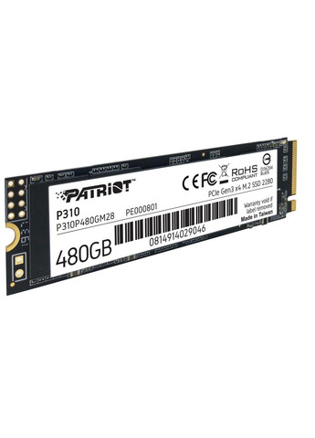 Накопитель внутренний скоростной М2 SSD 480G NVMe PCIe Gen3x4 M.2 2280 P310 Patriot (285719562)
