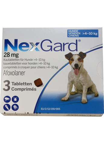 Жувальні таблетки проти бліх і кліщів для собак Merial Nexgard 410 кг M 3 шт. х 1.25 в уп Boehringer Ingelheim (279568107)