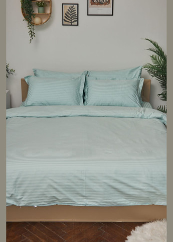 Комплект постільної білизни сімейний 143х210х2 наволочки 4х50х70 Satin Stripe (MS-820000618) Moon&Star Stripe Mint (284416629)