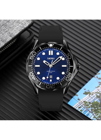 Годинник з силіконовим ремінцем чорні класичні чоловічі кварцові стрілочні з календарем ProDobro (367266156)