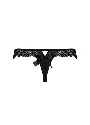 Кружевные трусики-танга с атласным бантиком Naja Thong black – Passion (297573554)
