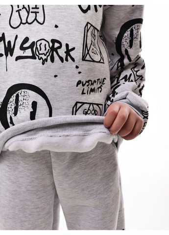 No Brand свитшот для мальчика подростка светло-серый трикотаж