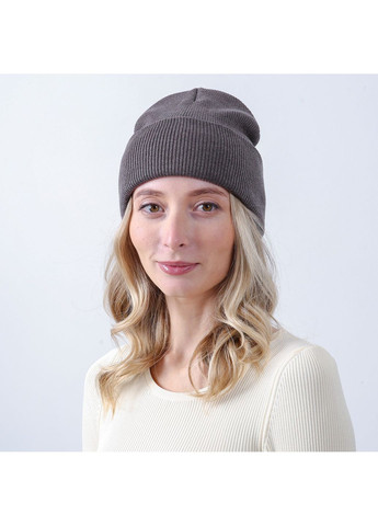 Шапка біні жіноча бавовна коричнева FREYA LuckyLOOK 660-435 (362576567)