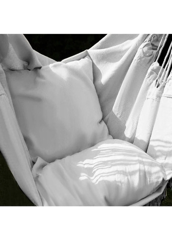 Підвісне крісло гамак бразильська гойдалка з подушками для дому саду тераси вулиці 130 х 90 см (475187-Prob) Сіре Unbranded (289354623)