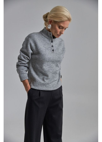 Серый зимний женский теплый джемпер на пуговицах (2838) Triko Bakh