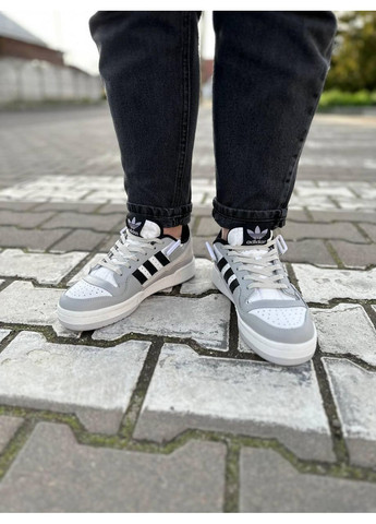 КРОССОВКИ ЖЕНСКИЕ ADIDAS FORUM GREY WHITE BLACK АДИДАС ФОРУМ No Brand серые демисезоны (367171758)