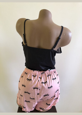 Комбінована всесезон жіноча піжама комплект топ шорти l чорно-рожевий (2-265) New Style