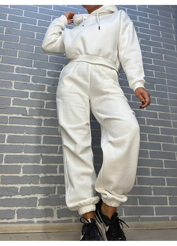 Костюм жіночий 478-480 коротке худі з капюшоном та брюки джоггери на резинці фліс Quzen (304062653)