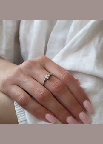 Срібна каблучка із білим каменем 18.5 розмір срібло 925 проби Родоване 1553 1.14г No Brand (306741414)