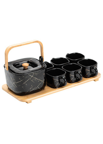 Чайный набор с подставкой, на 6 персон, черный, современный. Jooki (358706697)
