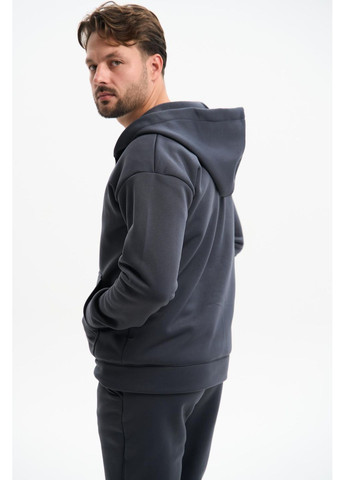 Чоловічий теплий спортивний костюм Великого розміру на блискавці з тринитки на флісі, графіт No Brand (365830125)