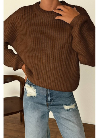 Коричневий демісезонний светр жіночий оверсайз пуловер Style Point