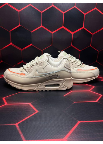 Білі Осінні кросівки чоловічі nike air max 90 white orange найк аір макс 90 No Brand