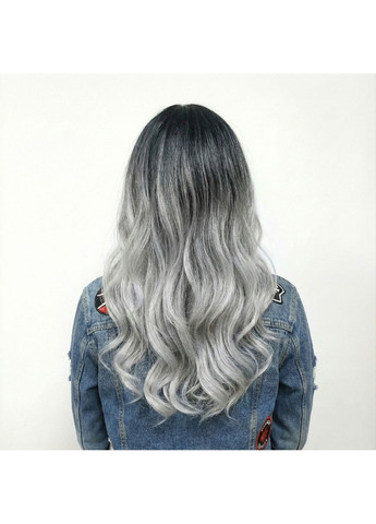 Парик женский волнистый серо-черное омбре искусственные волосы термостойкий 70 см No Brand (370203716)