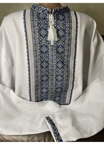 Біла стильна чоловіча вишиванка на білому домотканому полотні ручної роботи ч - 1767. 4xl (371907647)