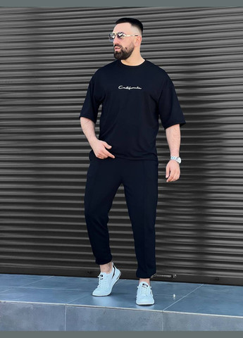 Черный летний котюм весна/лето качественная двонтика и пошив No Brand