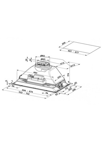 Вытяжка встроенная, 70см, 651м3г, Inka Smart Hc X A70, нерж Faber (314778949)