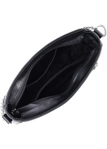 Женская сумка багет с цепочкой и съемным ремешком из гладкой натуральной кожи 22838 Черная Shvigel (307053971)