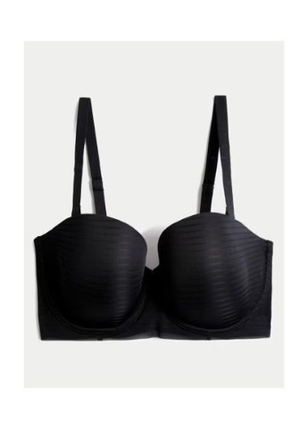 Чёрный балконет бюстгальтер со съемными бретелями Marks & Spencer с косточками полиэстер, полиамид, эластан