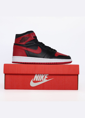 Чорні всесезон кросівки чоловічі і жіночі nike air jordan retro 1 black red | найк аір джордан 1 ретро чорно-червоні No Brand