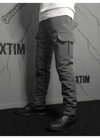 Серые спортивные, повседневный, кэжуал зимние джоггеры, карго брюки Rextim