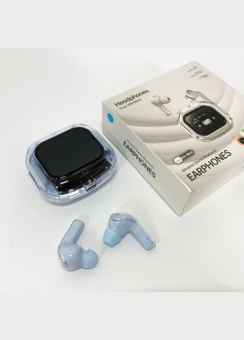 Беспроводные вакуумные наушники TWS Air Max кейс с LED дисплеем голубой No Brand (329058945)