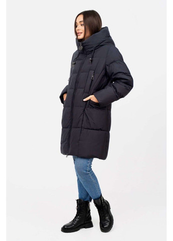 Темно-синий зимний Пуховик аляска Lora Duvetti