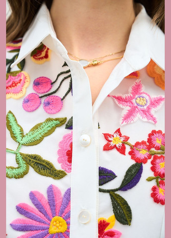 Комбинированная яркая блуза с цветочными вставками - ua46 / eu40 Iren Klairie