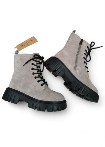 Жіночі замшеві сірі черевики демісезонні (берци) ITTS Берци (301536697)