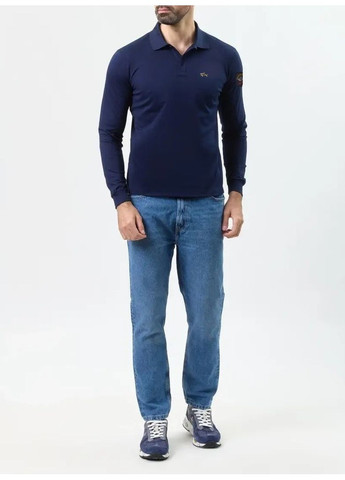 Темно-синяя футболка-поло мужское с длинным рукавом для мужчин Paul & Shark