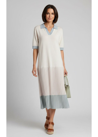 Бежева кежуал літня плісирована сукня міді блакитний Number Nine