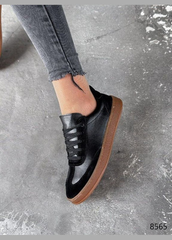 Черные кеды женские черные, натуральная кожа Mermaid Lilit